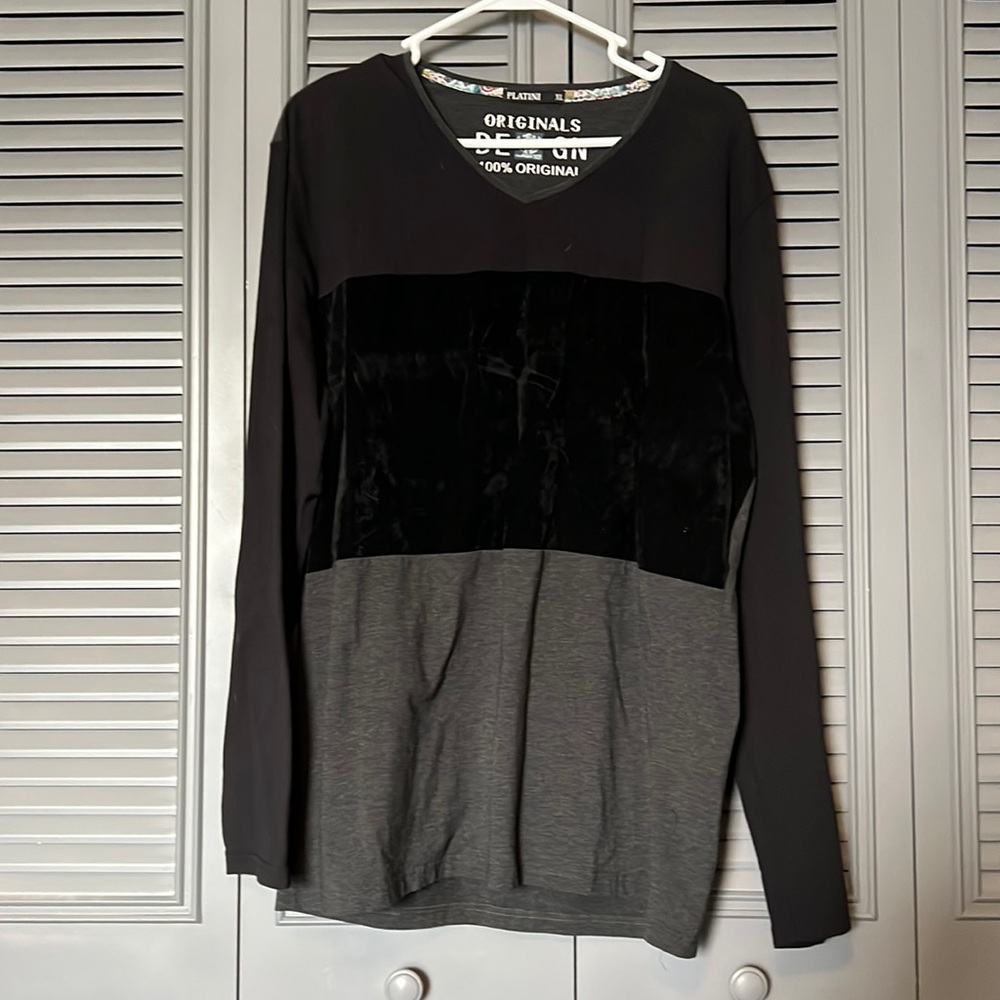 Platini : Black/Gray Long Sleeve Block Tee - XL